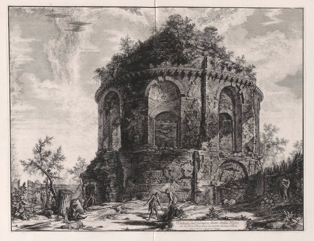 Ansicht des sogenannten Tempels des Hustens an der Via Tiburtina, eine Meile von Tivoli entfernt, aus Vedute di Roma (Ansichten von Rom) von Giovanni Battista Piranesi