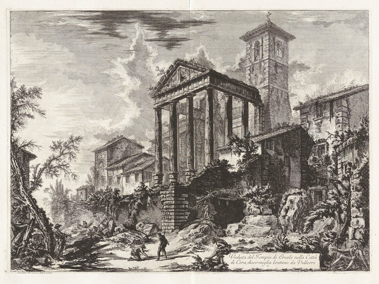 Ansicht des Tempels des Herkules in der Stadt Cora, zehn Meilen von Velletri entfernt, aus Vedute di Roma von Giovanni Battista Piranesi