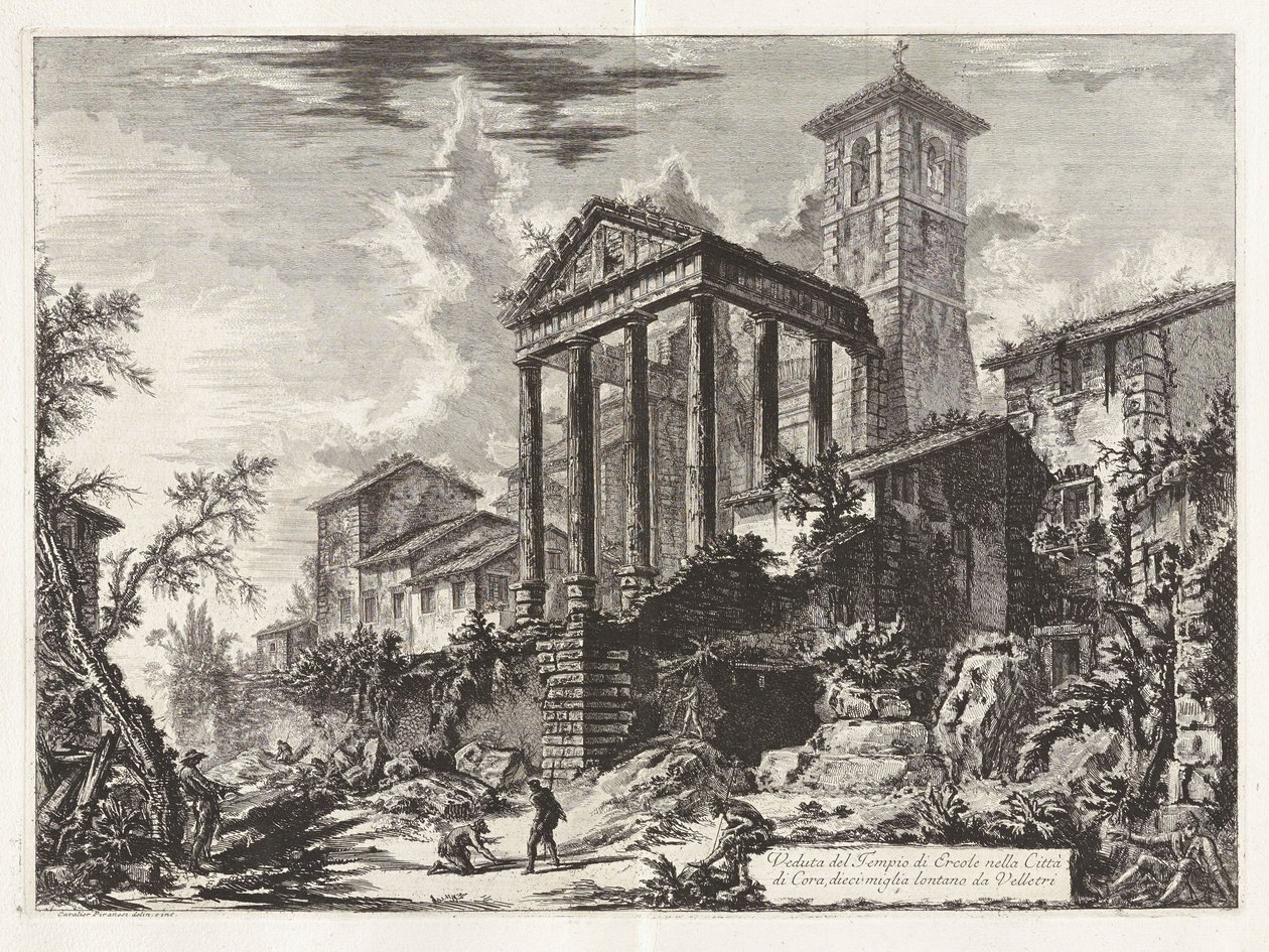 Ansicht des Herkulestempels in der Stadt Cori, zehn Meilen von Velletri entfernt, aus „Ansichten von Rom“ von Giovanni Battista Piranesi