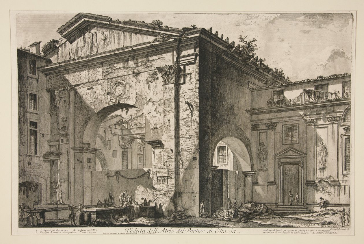 Ansicht des Atriums des Portikus der Octavia, aus Vedute di Roma von Giovanni Battista Piranesi