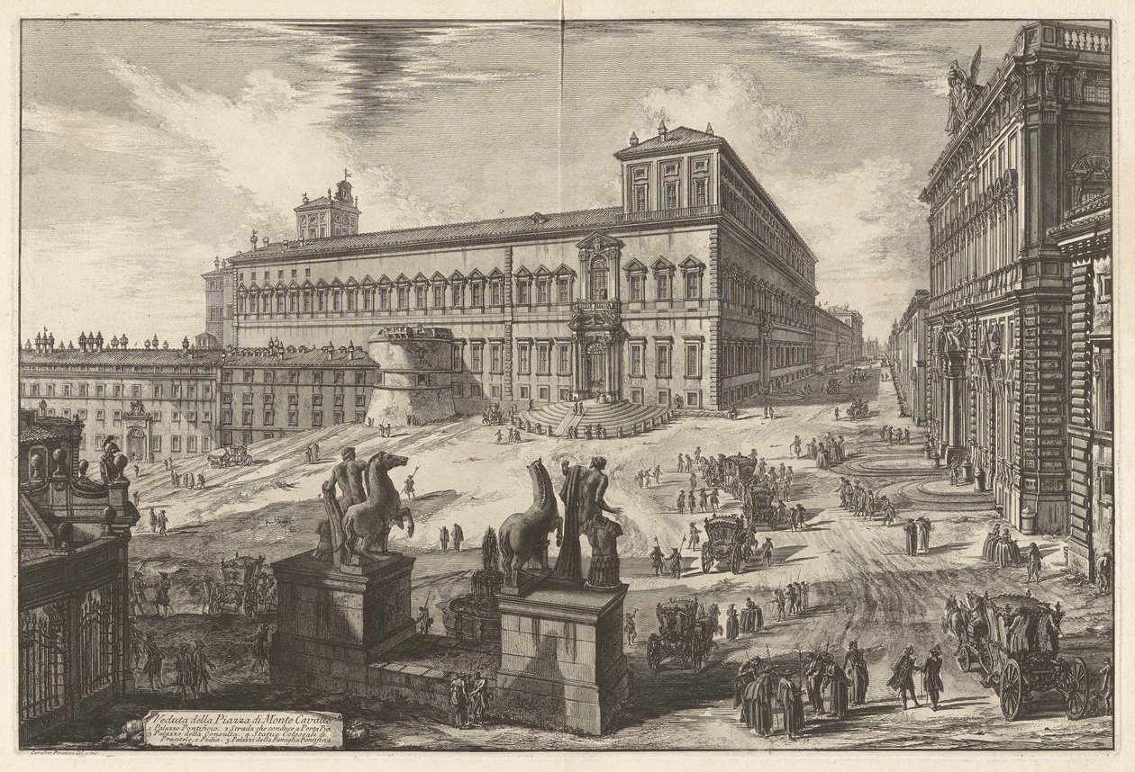 Ansicht der Piazza di Monte Cavallo (Piazza del Quirinale mit dem Quirinalpalast im Zentrum), aus Vedute di Roma (Ansichten von Rom) von Giovanni Battista Piranesi