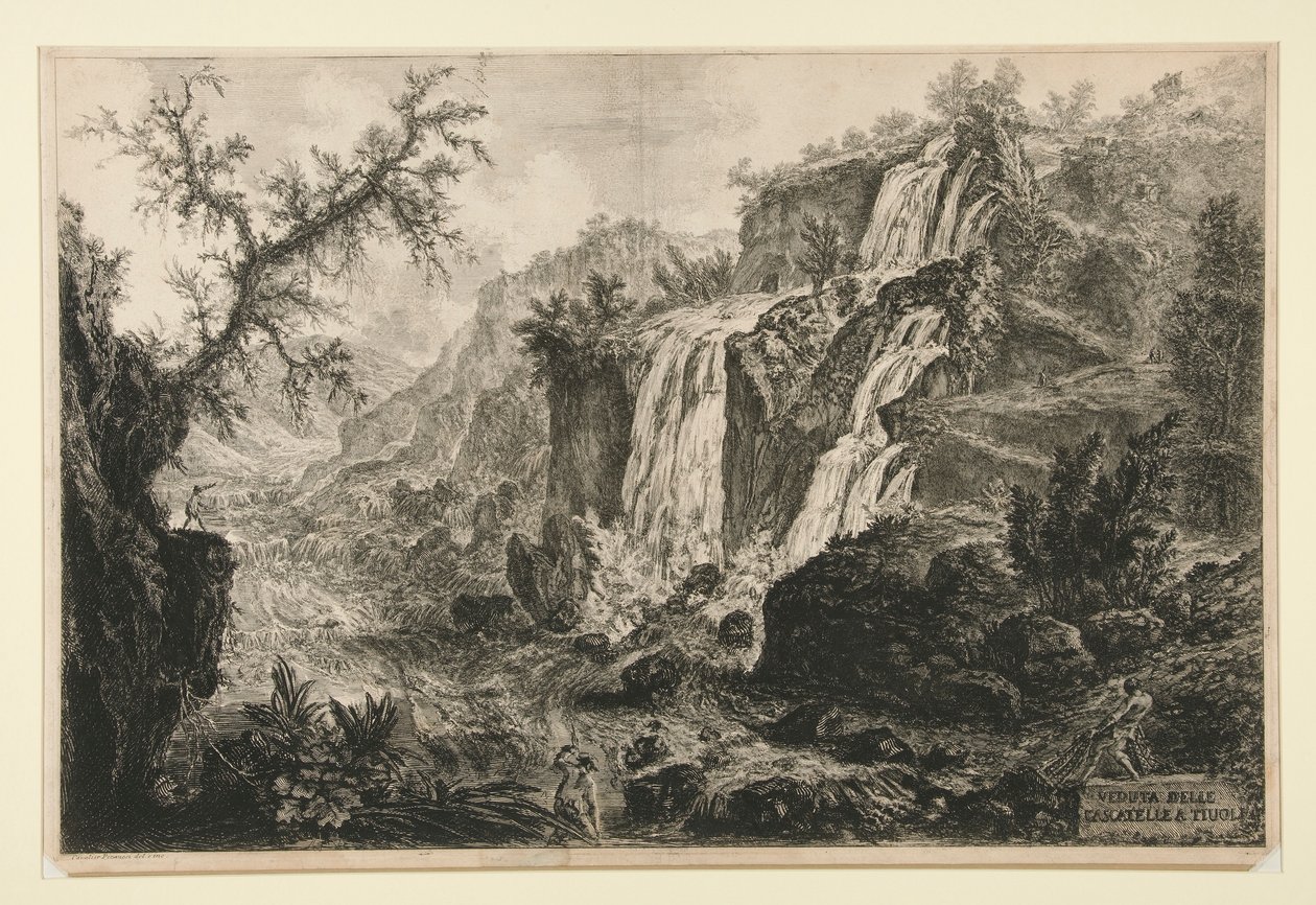 Veduta delle Cascatelle a Tivoli (Ansicht der kleinen Wasserfälle in Tivoli), aus Vedute di Roma von Giovanni Battista Piranesi