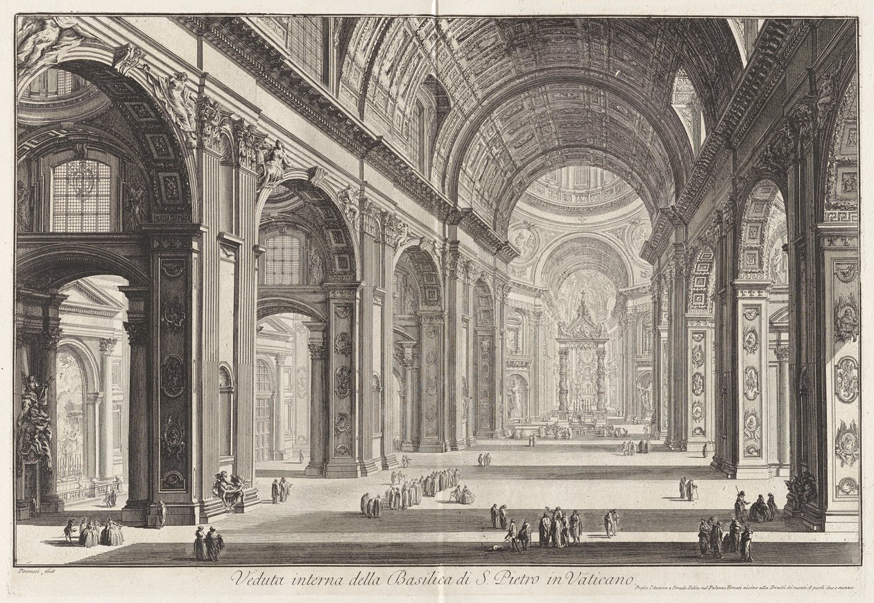 Innenansicht der Basilika von Sankt Peter von Giovanni Battista Piranesi