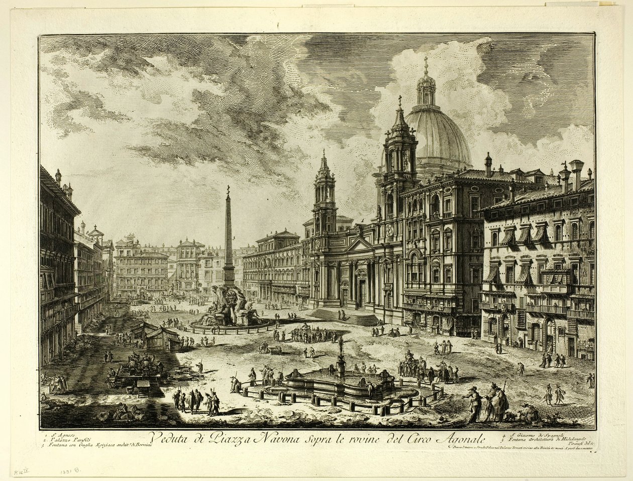 Blick auf die Piazza Navona über den Ruinen des Circus von Domitian, aus Ansichten von Rom von Giovanni Battista Piranesi