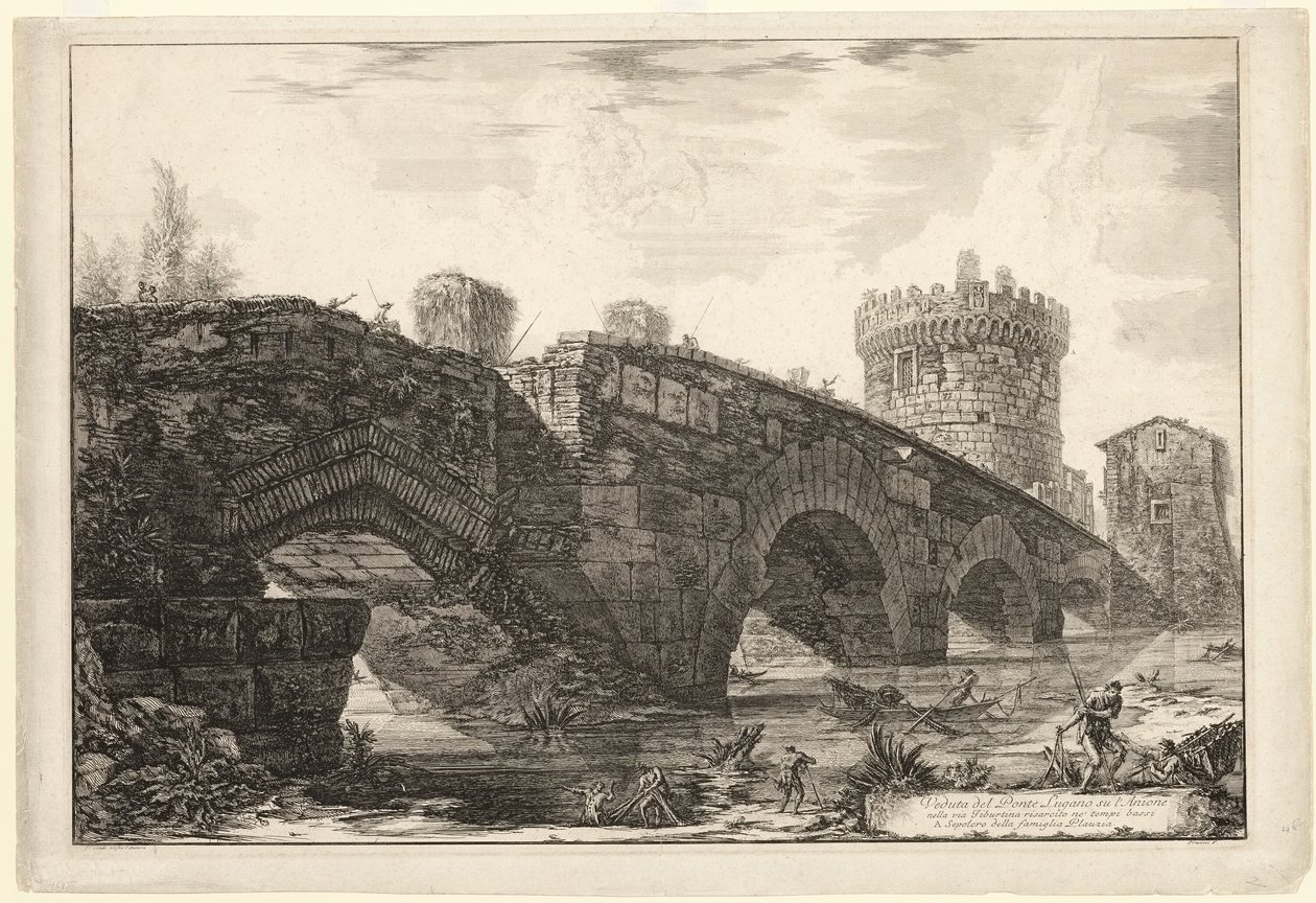 Ansicht der Ponte Lugano am Anio, aus Ansichten von Rom von Giovanni Battista Piranesi