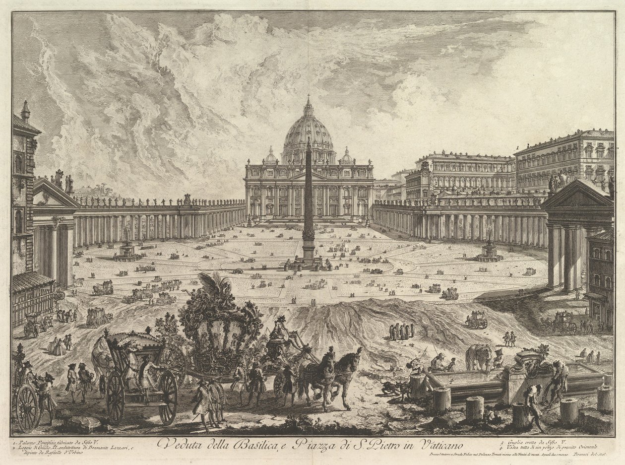 Ansicht des Petersdoms und des Petersplatzes im Vatikan, aus Vedute di Roma (Römische Ansichten) von Giovanni Battista Piranesi