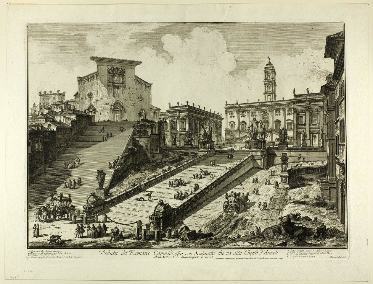 Ansicht des Kapitolinischen Hügels mit den Stufen zur Kirche S. Maria in Aracoeli, aus Ansichten von Rom von Giovanni Battista Piranesi