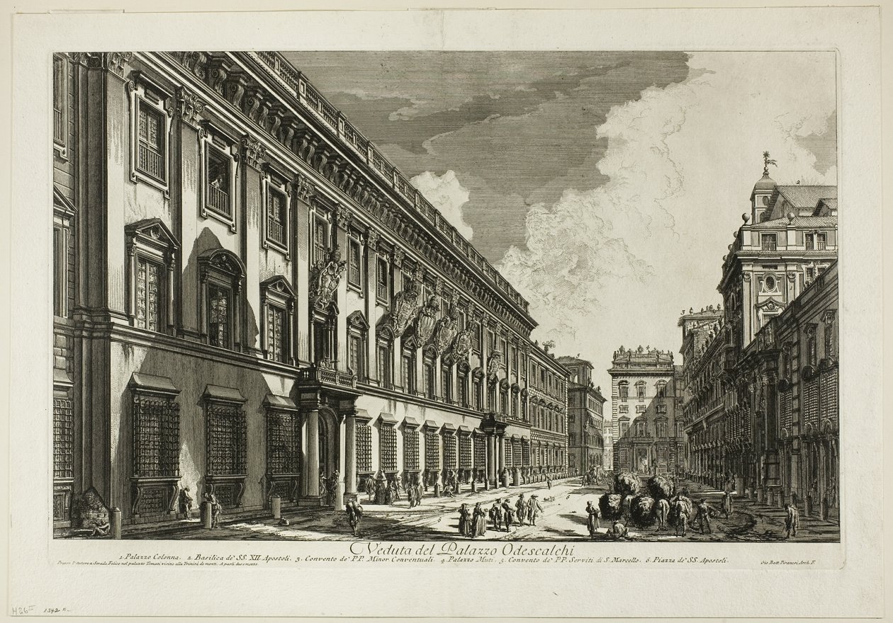 Ansicht des Palazzo Odescalchi, aus Ansichten von Rom von Giovanni Battista Piranesi