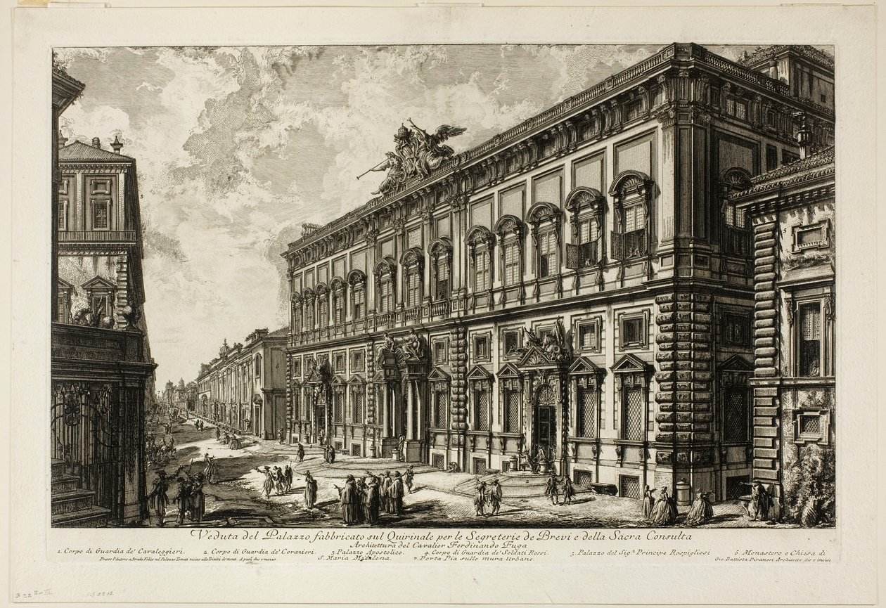 Ansicht des Palazzo della Consulta auf dem Quirinal, Sitz des päpstlichen Sekretariats, aus Ansichten von Rom von Giovanni Battista Piranesi