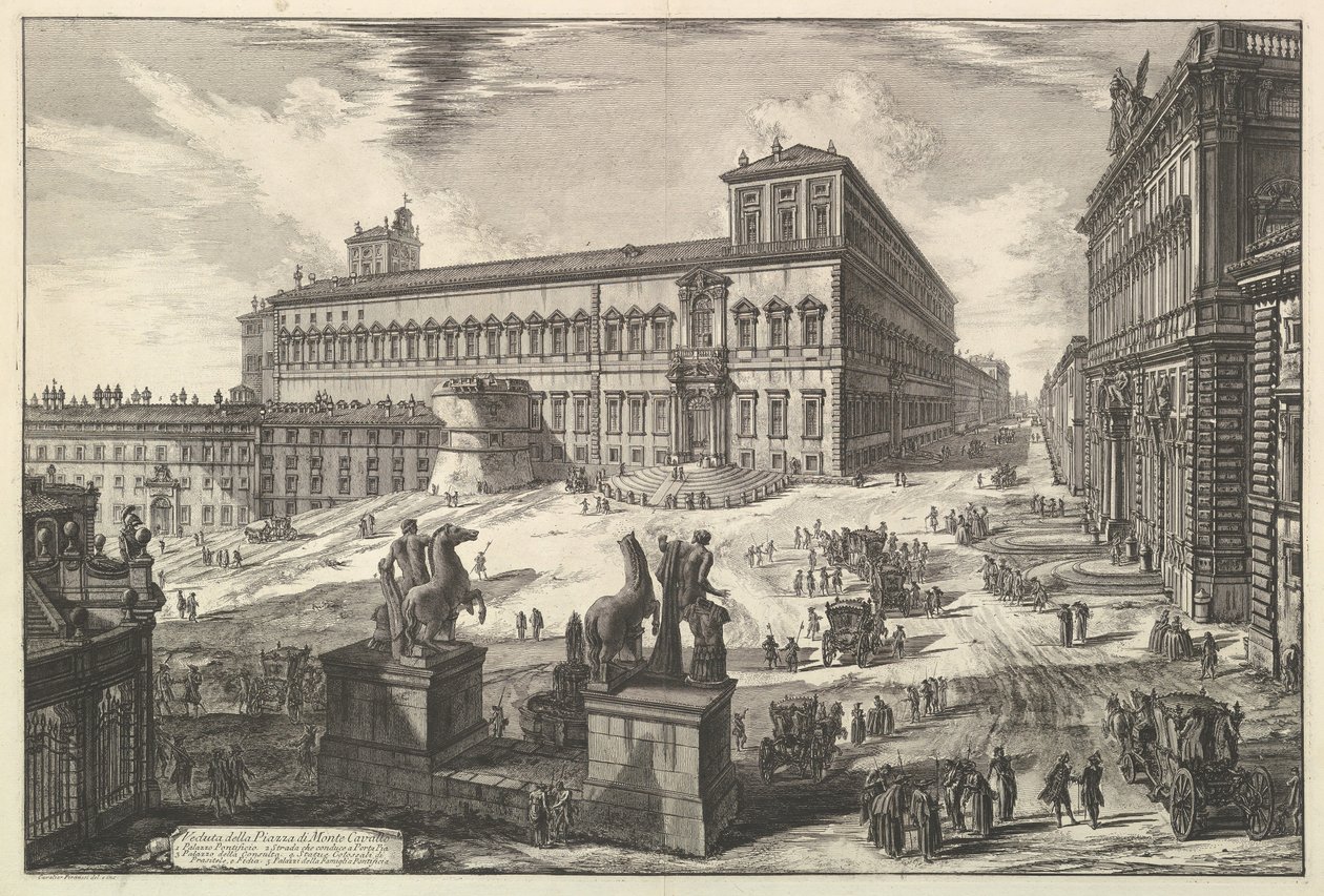 Ansicht der Piazza di Monte Cavallo, aus Vedute di Roma Roman Views, ca. 1773 von Giovanni Battista Piranesi