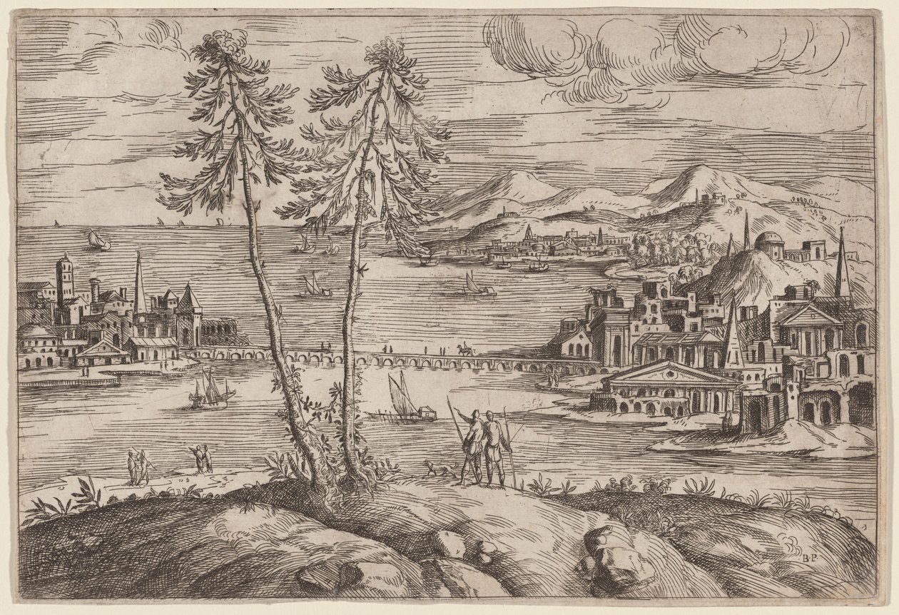 Landschaft mit zwei Bäumen von Giovanni Battista Pittoni
