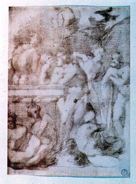 Studie von nackten Männern im Gespräch von Giovanni Battista Rosso Fiorentino