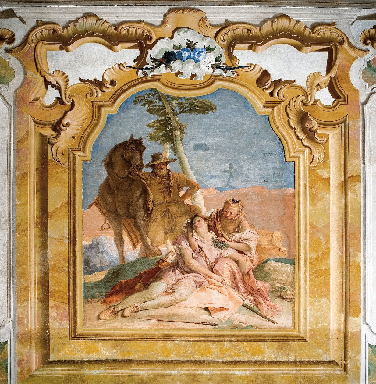 Angelica kommt dem verwundeten Medoro zu Hilfe, aus dem Raum des Orlando Furioso in der Palazzina, 1757 von Giovanni-Battista Tiepolo