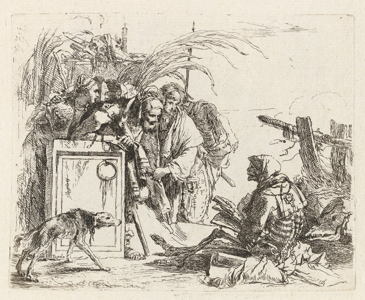 Der Tod gibt Audienz, aus Vari capricci (Verschiedene Capriccios) von Giovanni Battista Tiepolo