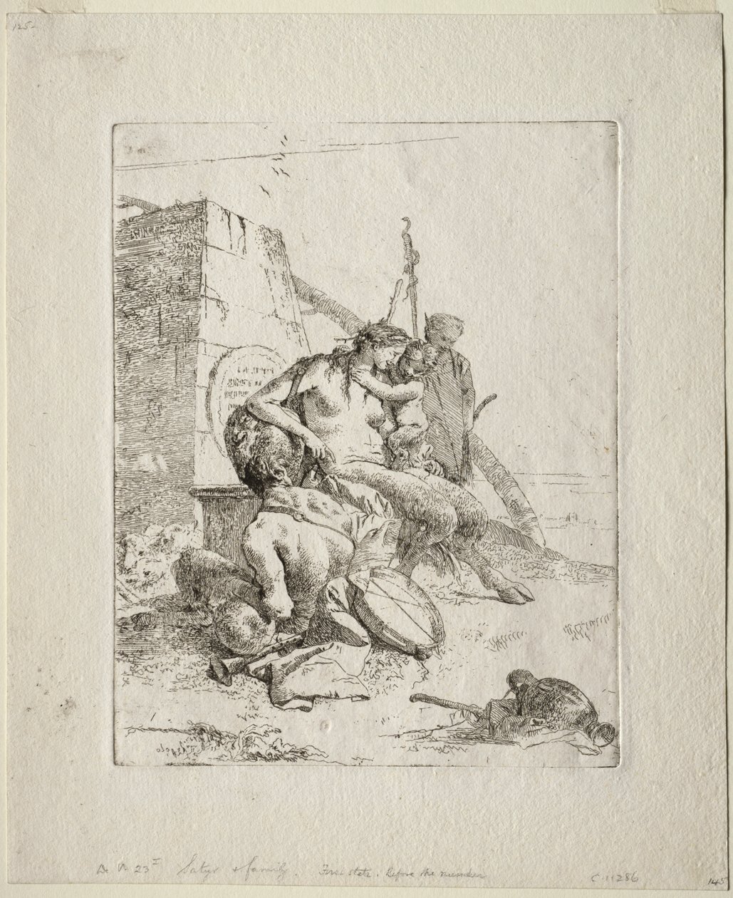 Scherzi di Fantasia: Satyrfamilie mit dem Obelisken von Giovanni Battista Tiepolo