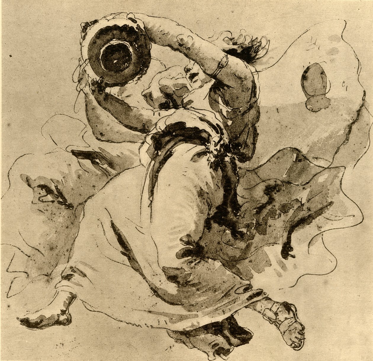 Zwei Genies halten ein Gefäß, Mitte des 18. Jahrhunderts, 1928 von Giovanni Battista Tiepolo