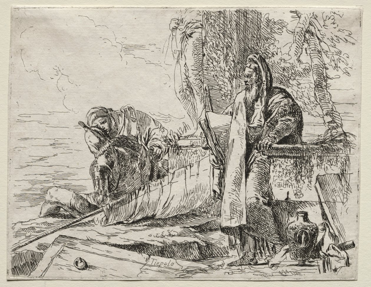 Verschiedene Launen: Der Philosoph mit einem Buch von Giovanni Battista Tiepolo