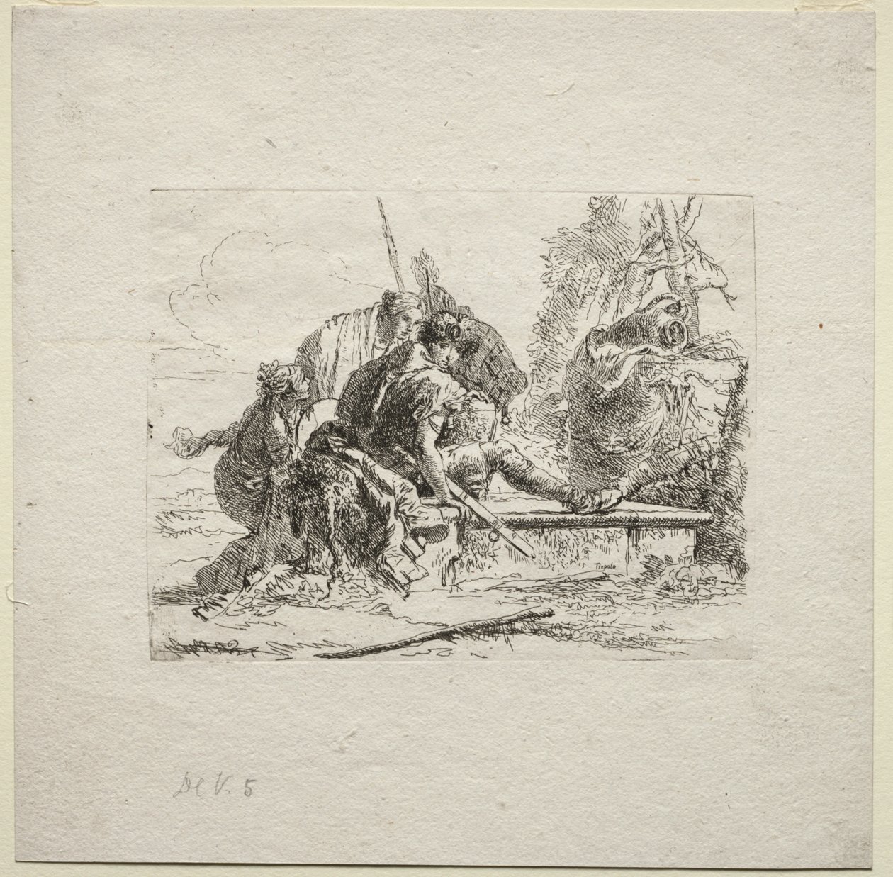 Verschiedene Kaprizen: Die zwei Soldaten und die zwei Frauen von Giovanni Battista Tiepolo