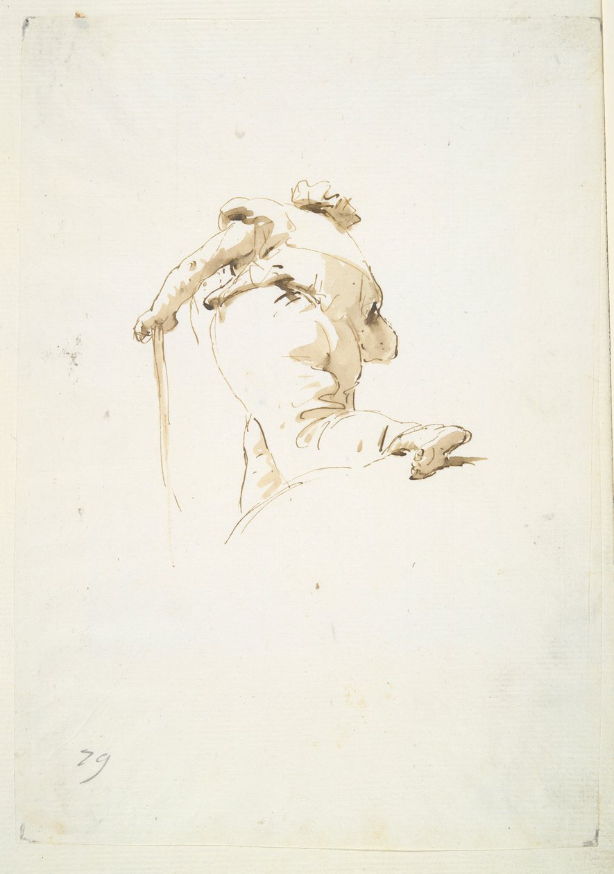 Gehende männliche Figur schräg von unten gesehen von Giovanni Battista Tiepolo