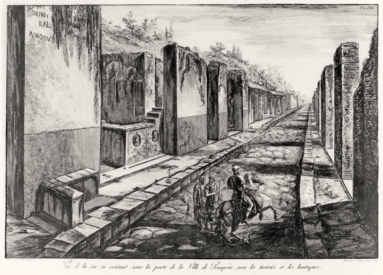 Ansicht der Straße des Tors der Stadt Pompeji, aus Antiquites de Pompeia von G.B. Piranesi, graviert von Francesco Piranesi (1758-1810) 1804 von Giovanni Battista Piranesi
