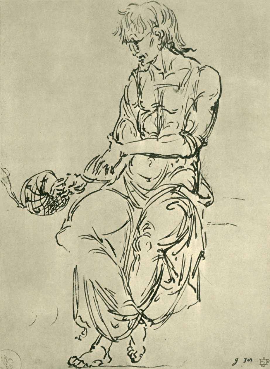 Sitzender Mann mit astronomischem Instrument von Giovanni Bellini