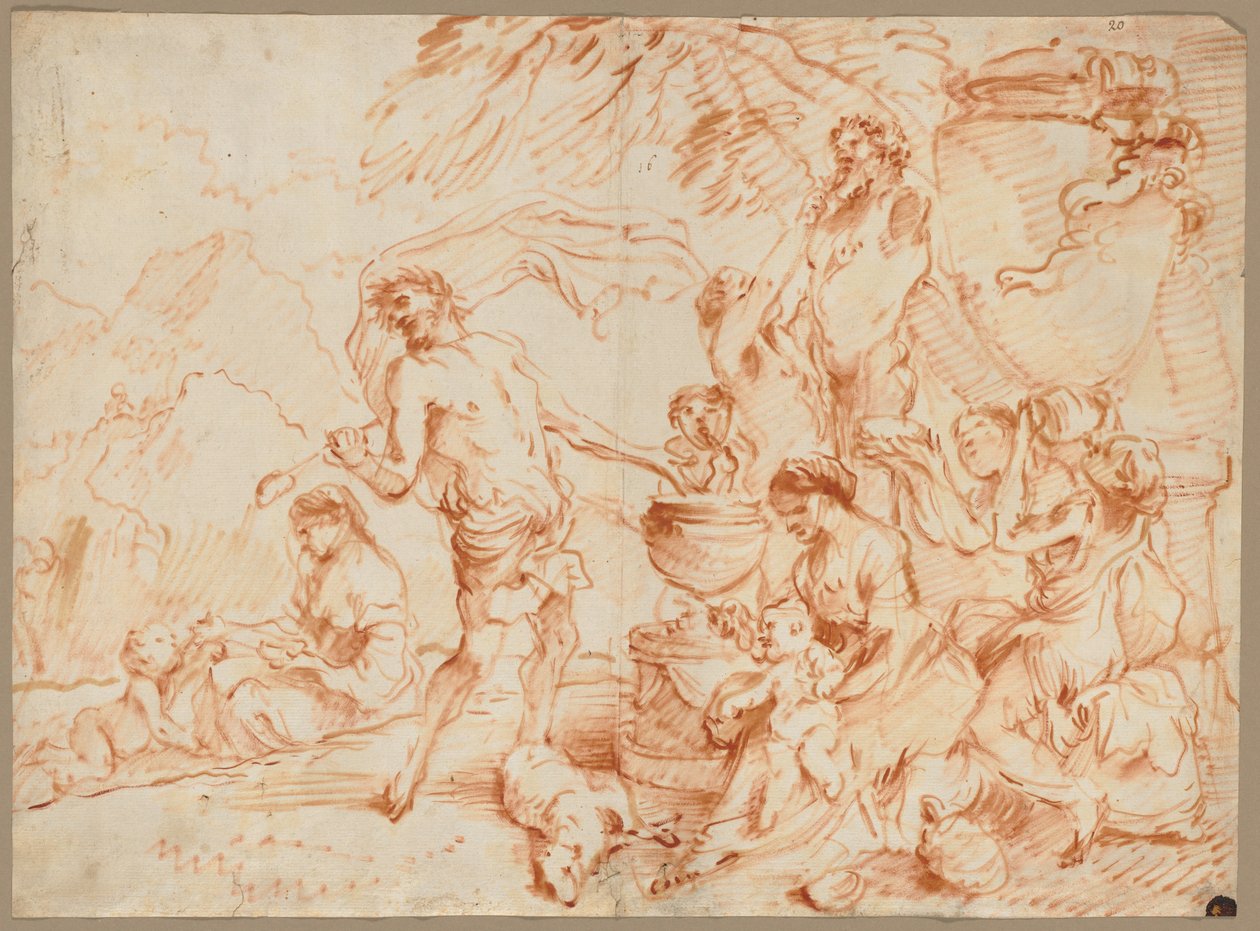 Bacchanal vor einem Herm, frühe 1660er Jahre von Giovanni Benedetto Castiglione