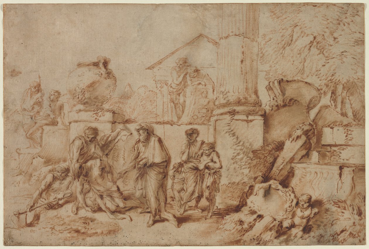 Tobit begräbt die Toten von Giovanni Benedetto Castiglione