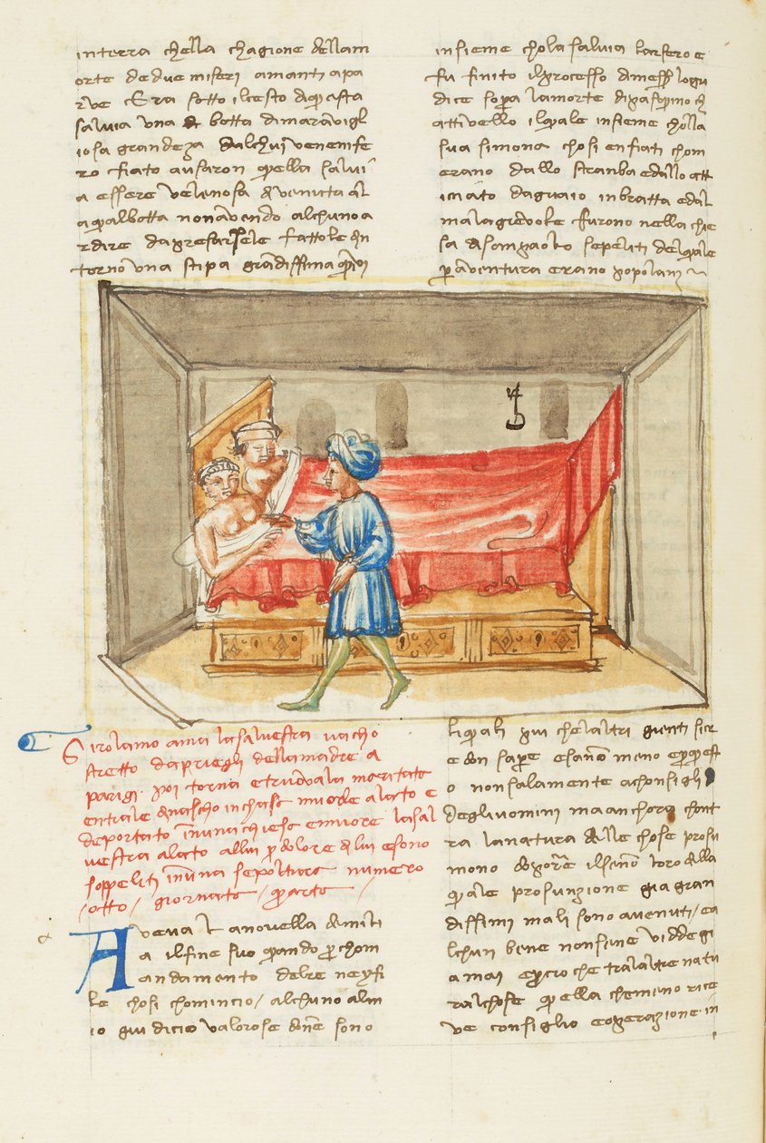 Dekameron, Die Vergangenheit; Girolamo Sighieri im Zimmer von Salvestra, Vierter Tag, Novelle 8 von Giovanni Boccaccio