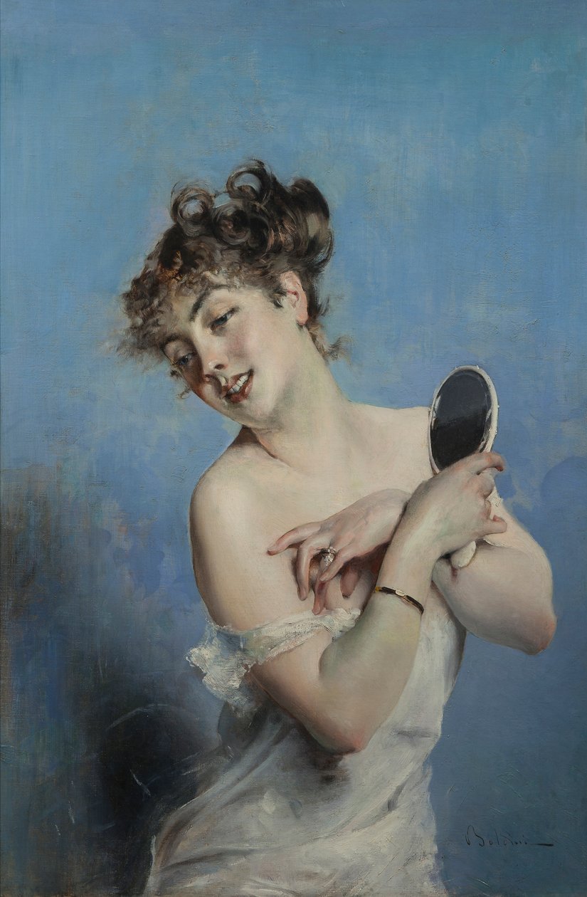 Junge Frau im Morgenmantel La toilette von Giovanni Boldini