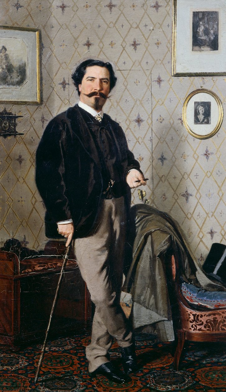 Porträt von Cristiano Banti mit seinem Stock von Giovanni Boldini