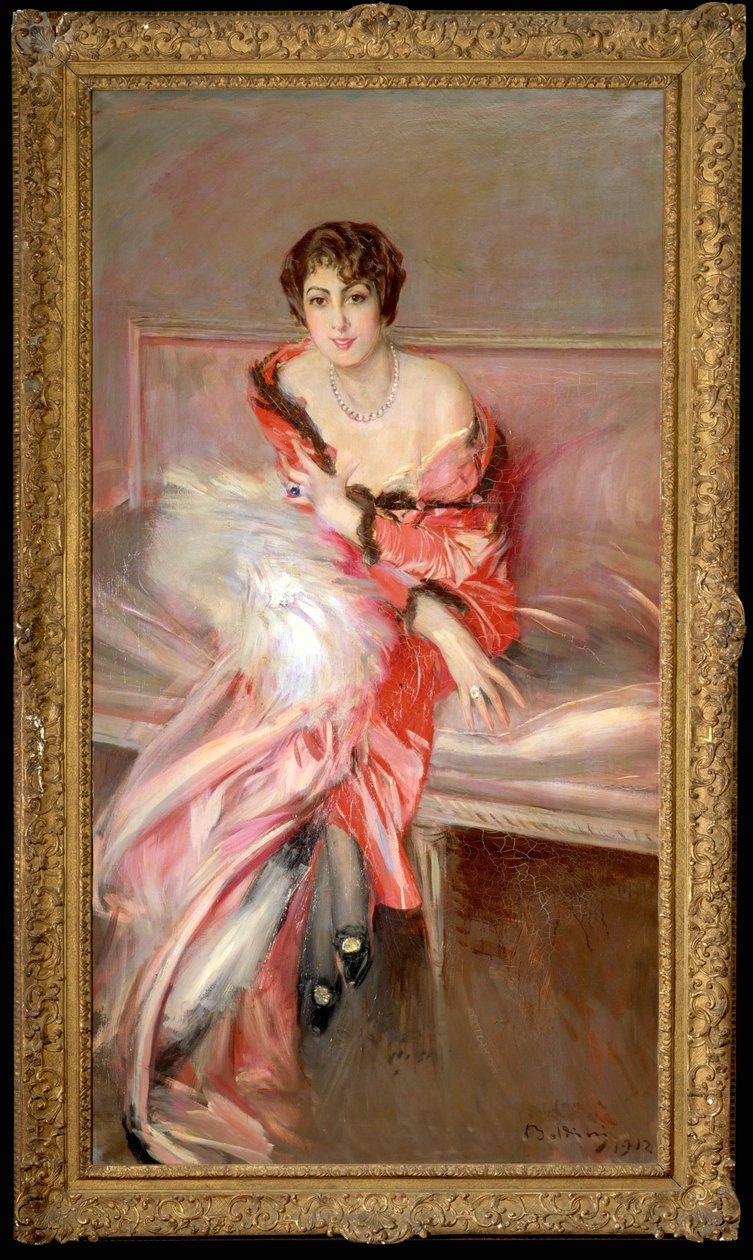 Junge Frau in Rosa im Atelier des Malers von Giovanni Boldini