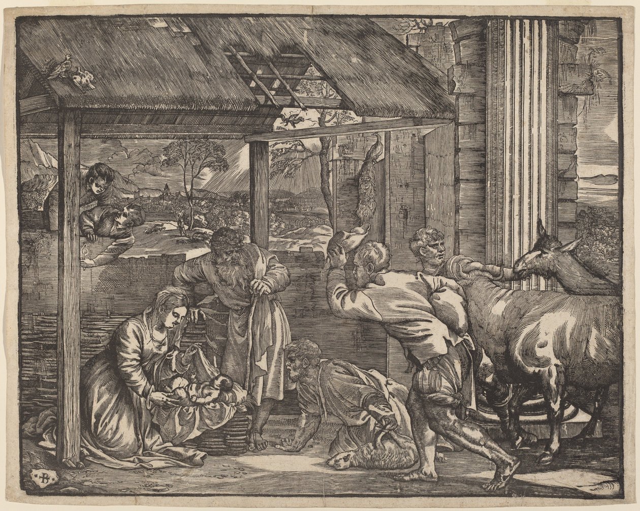 Die Anbetung der Hirten von Giovanni Britto after Titian