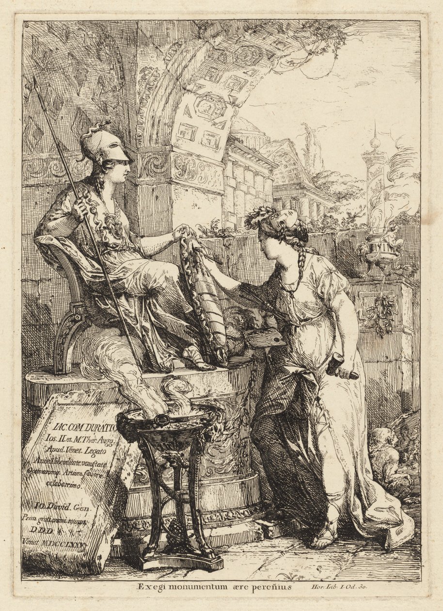 Exegi Monumentum (Kunst, die Minervas Schild beschriftet) von Giovanni David