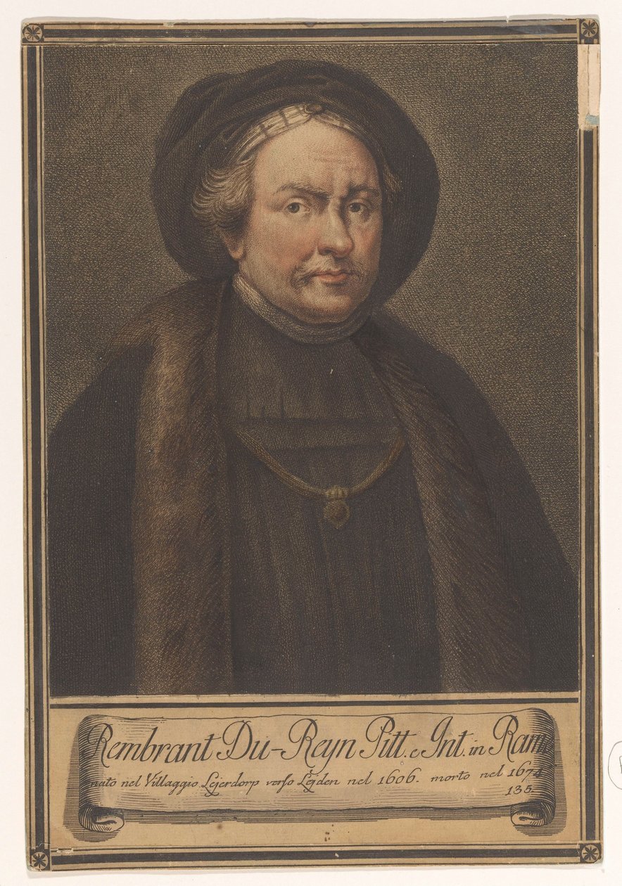 Porträt des Künstlers Rembrandt Harmensz. van Rijn von Giovanni Domenico Campiglia