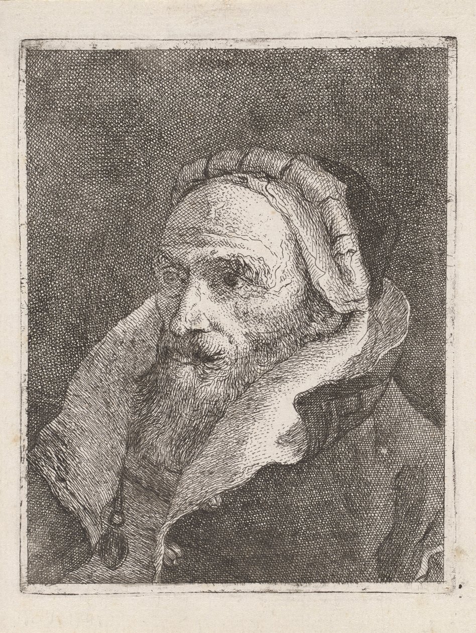 Bärtiger alter Mann mit Mütze, aus der Raccolta di Teste (Sammlung von Köpfen) von Giovanni Domenico Tiepolo