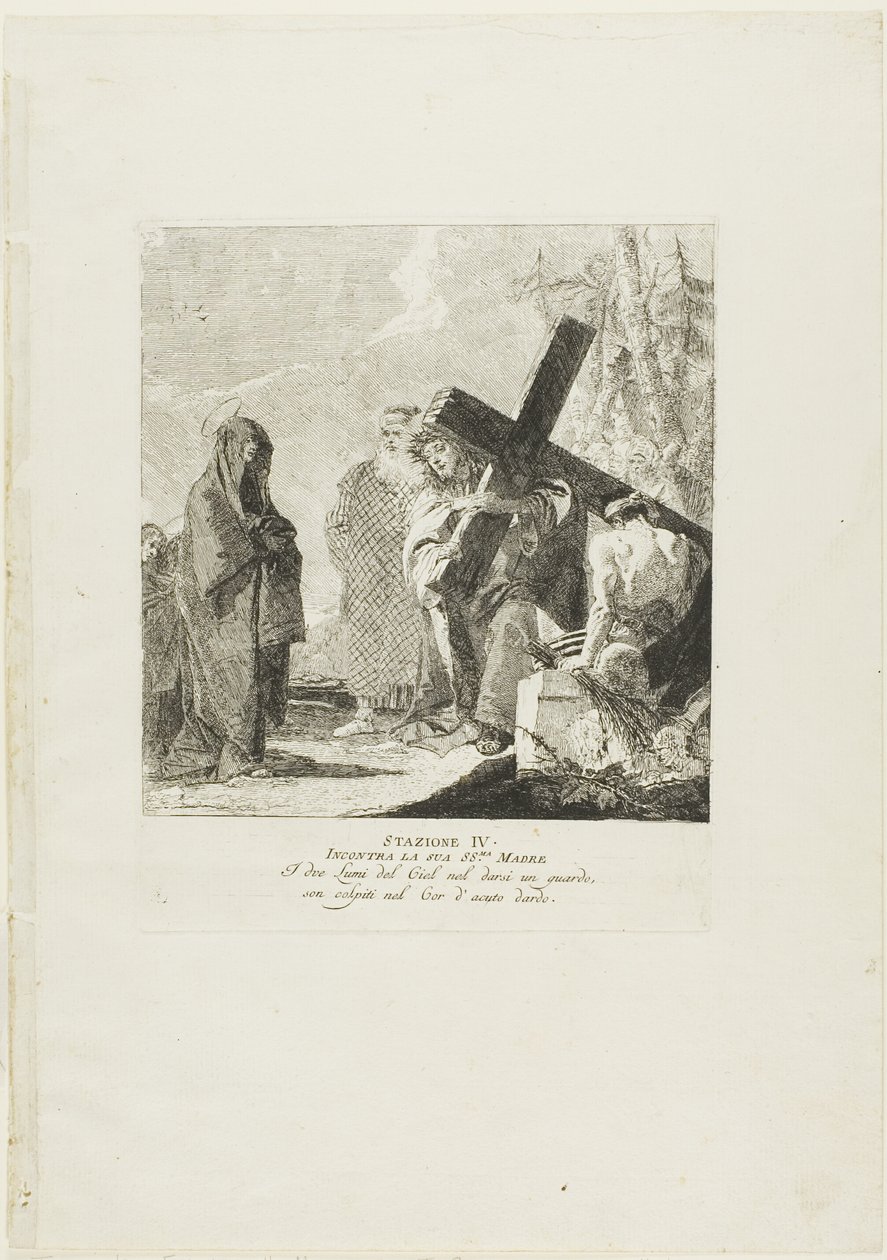 Christus trifft seine Mutter, Tafel vier aus Kreuzwegstationen von Giovanni Domenico Tiepolo
