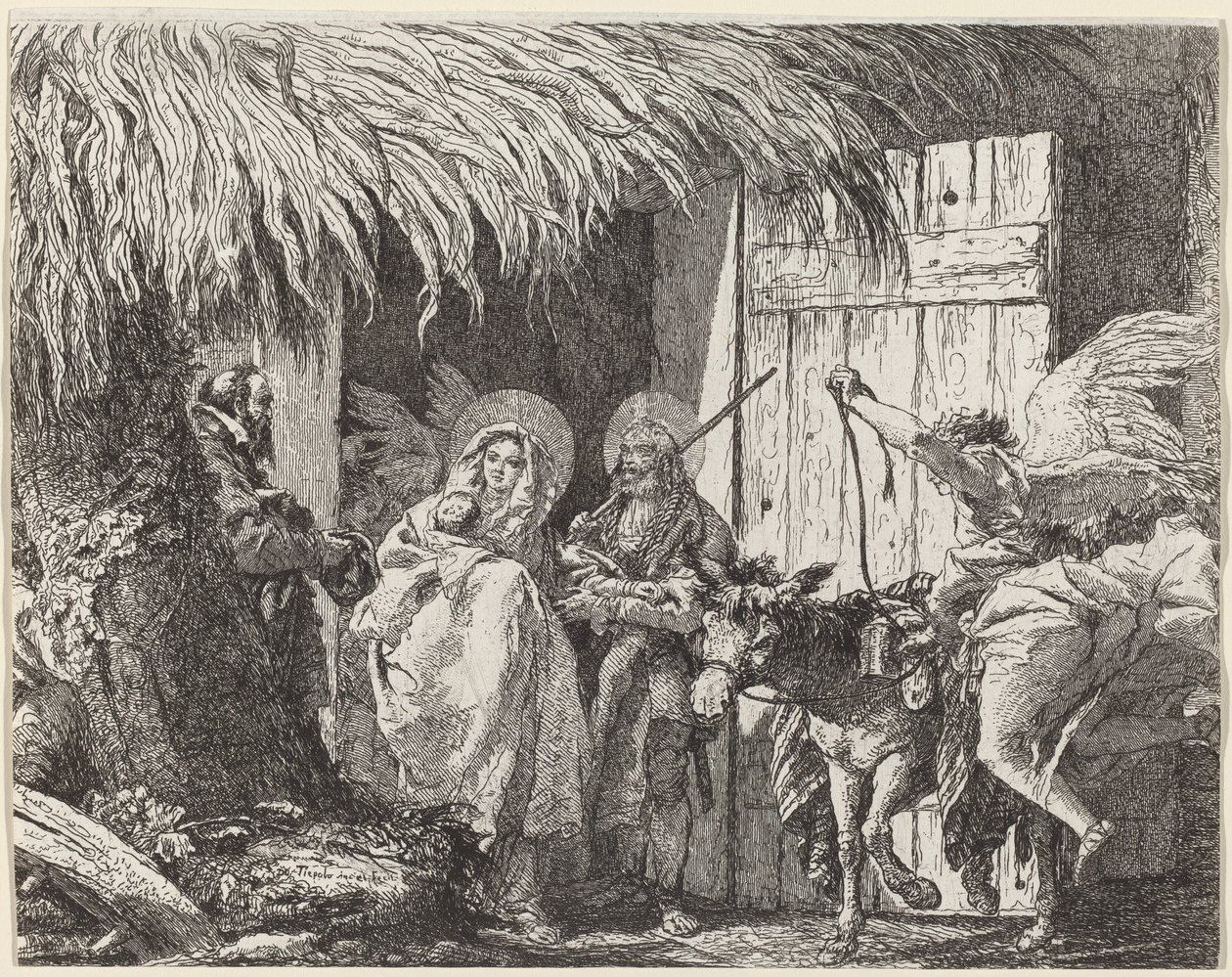 Joseph und Maria bereiten sich auf die Abreise vor von Giovanni Domenico Tiepolo