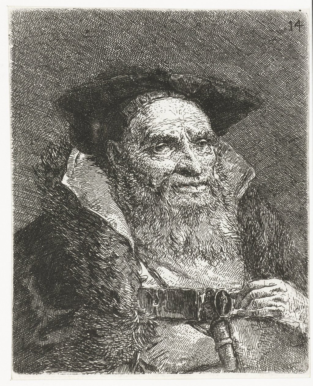 Mann mit Barett (Sammlung von Köpfen) von Giovanni Domenico Tiepolo