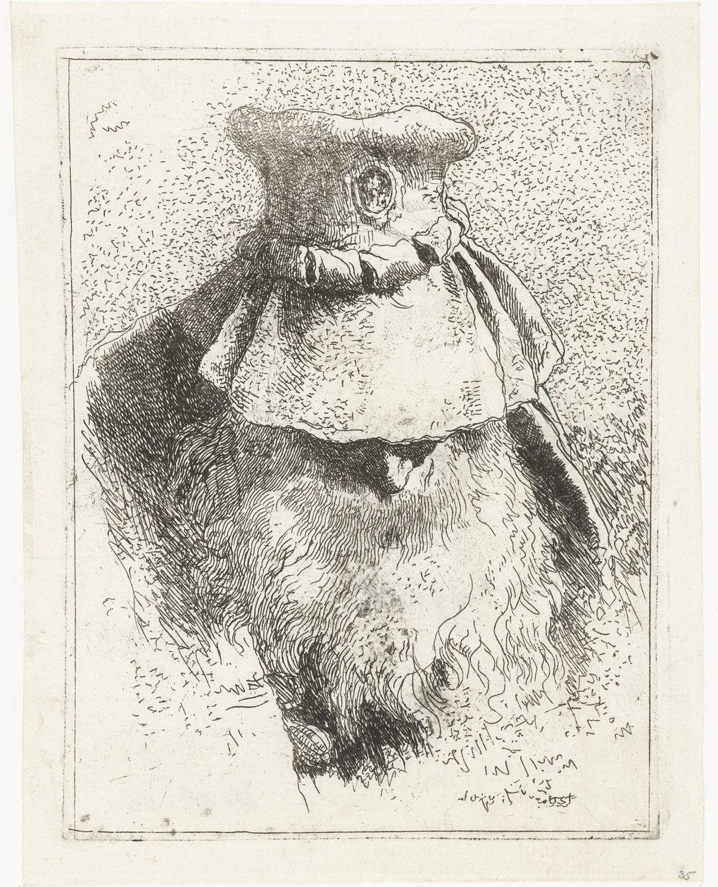Mann mit gebeugtem Kopf und großem Hut von Giovanni Domenico Tiepolo