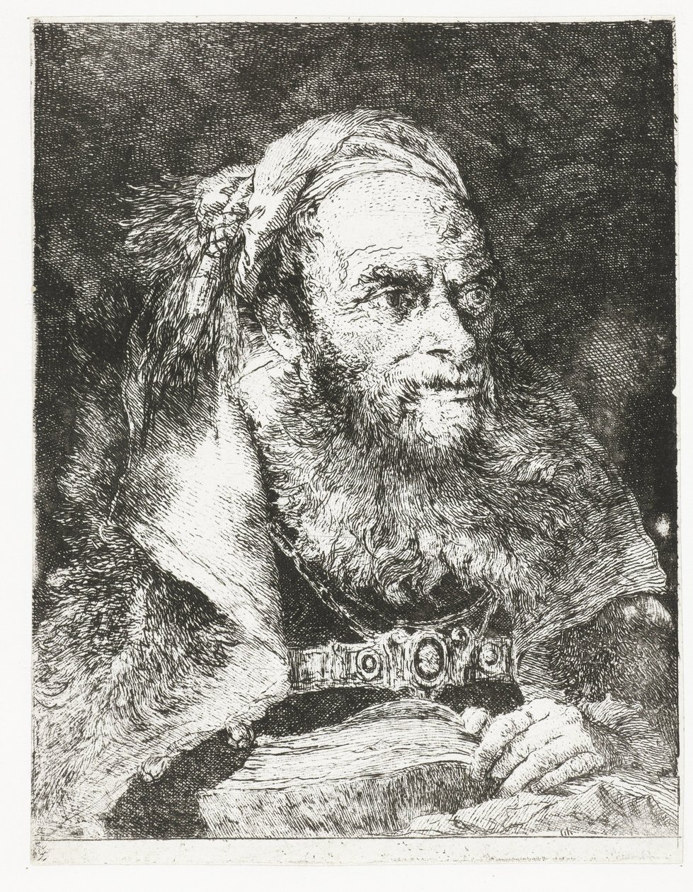 Mann mit aufgeschlagenem Buch von Giovanni Domenico Tiepolo