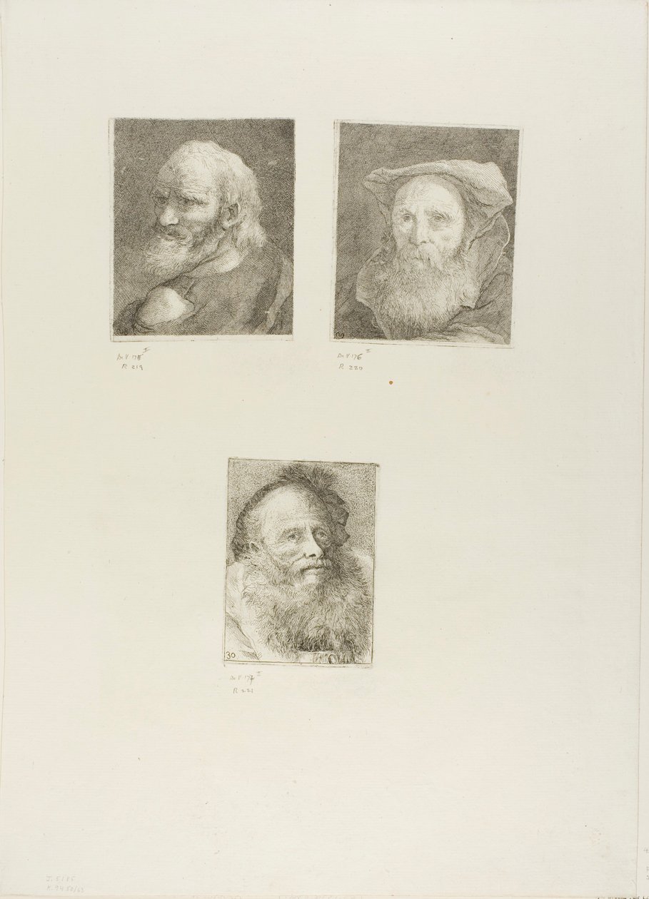 Alter Mann mit Bart, bärtiger alter Mann mit Hut, alter Mann mit dekorativer Mütze von Giovanni Domenico Tiepolo