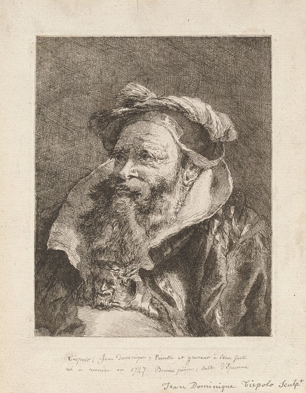 Alter Mann mit Bart, aus der Raccolta di Teste (Sammlung von Köpfen) von Giovanni Domenico Tiepolo