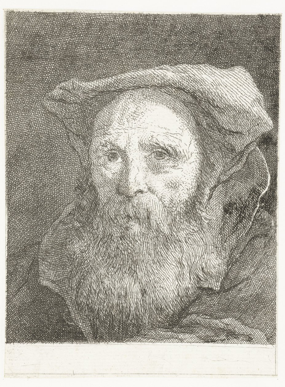 Alter Mann mit Bart und Barett von Giovanni Domenico Tiepolo