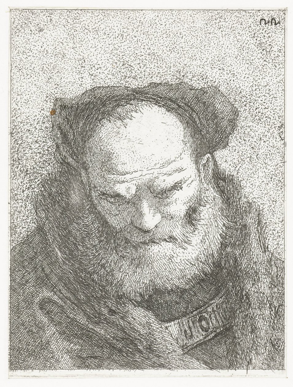 Alter Mann mit Bart und gebeugtem Kopf von Giovanni Domenico Tiepolo