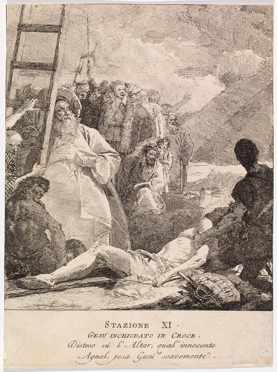 Via Crucis - Station XI. Jesus wird ans Kreuz genagelt von Giovanni Domenico Tiepolo