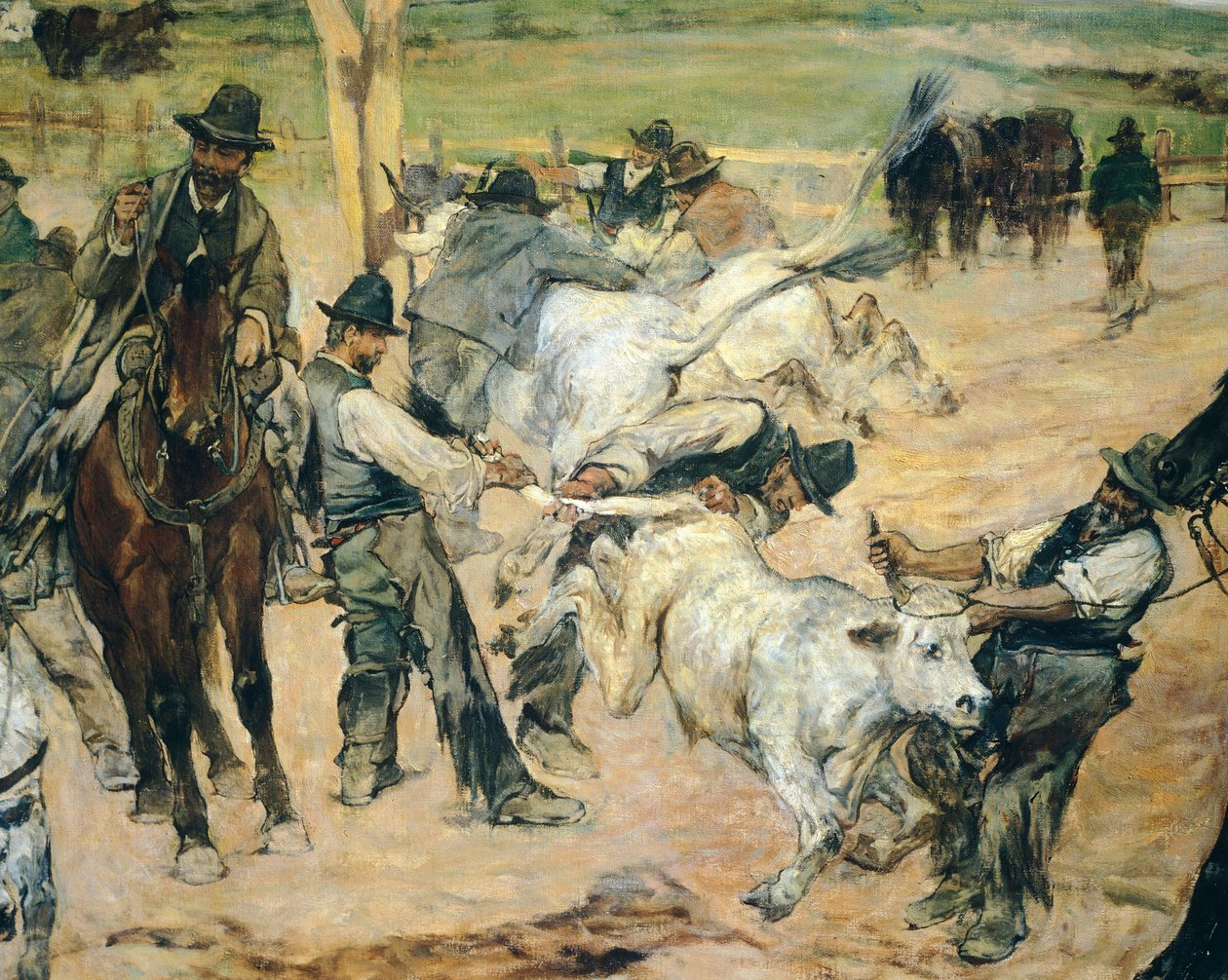 Brandmarkung junger Stiere in der Maremma (Detail) von Giovanni Fattori