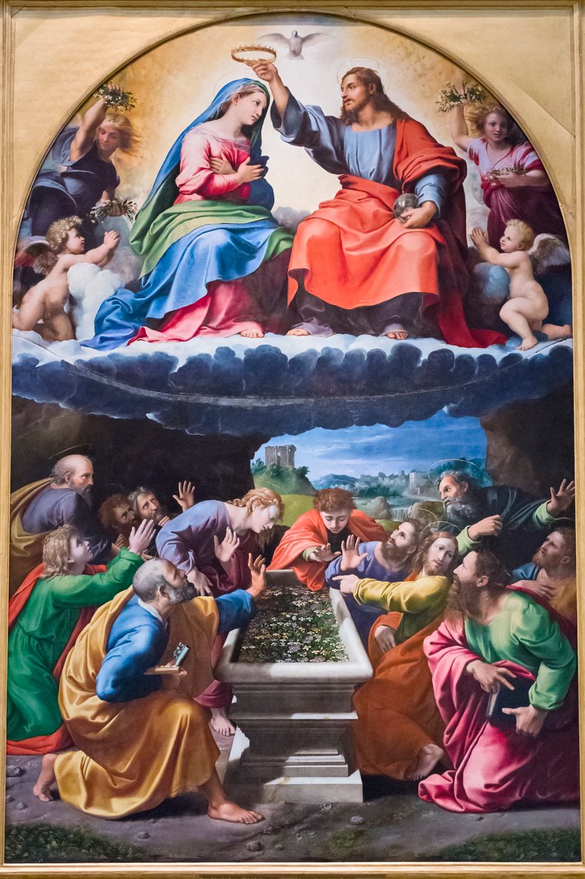 Krönung der Jungfrau (genannt "Madonna von Monteluce") von Giovanni Francesco (c.1488 1528) Penni