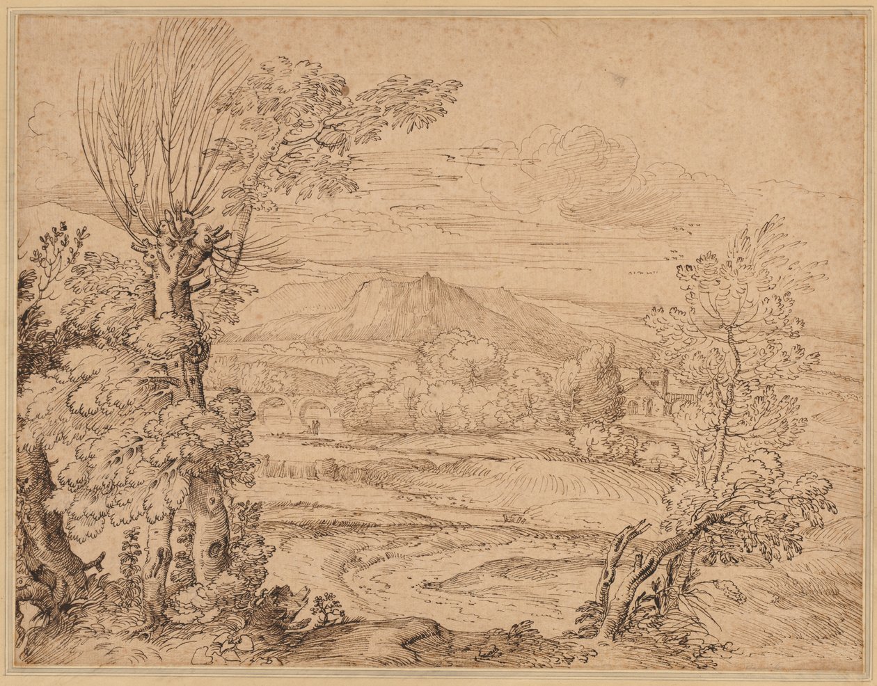 Landschaft mit Fluss und Aquädukt von Giovanni Francesco Grimaldi