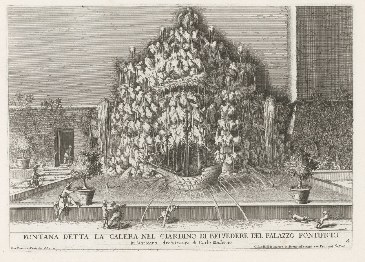 Fontana della Galera in den Vatikanischen Gärten von Giovanni Francesco Venturini