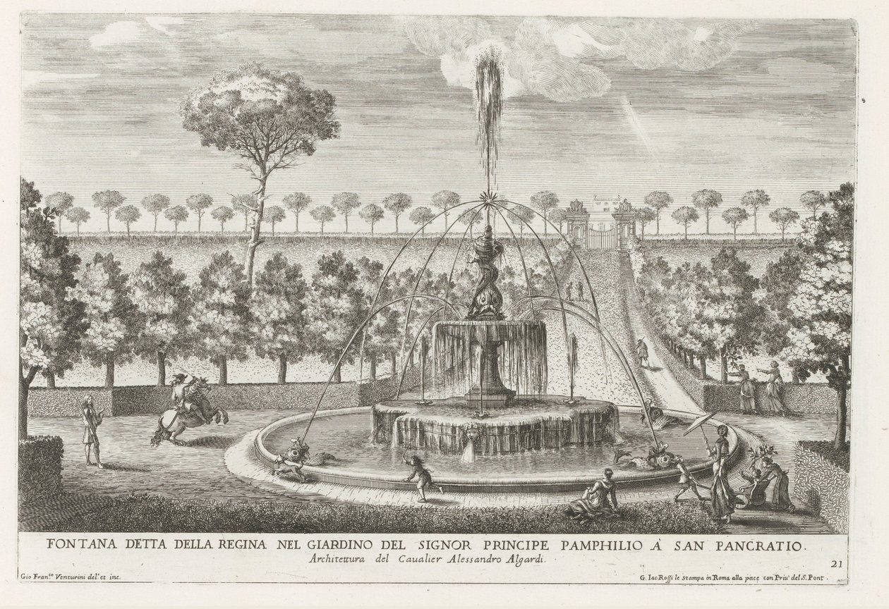 Brunnen in den Gärten der Villa Doria Pamphilj in Rom von Giovanni Francesco Venturini
